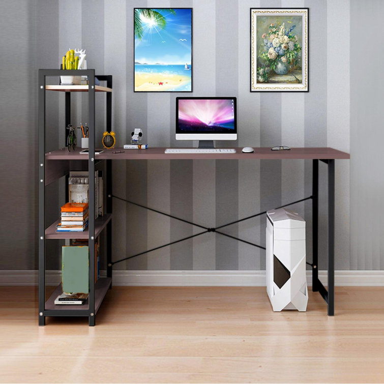 Inbox Zero Computer Desk With Bookshelf 40Inch Home Office Desk Space
